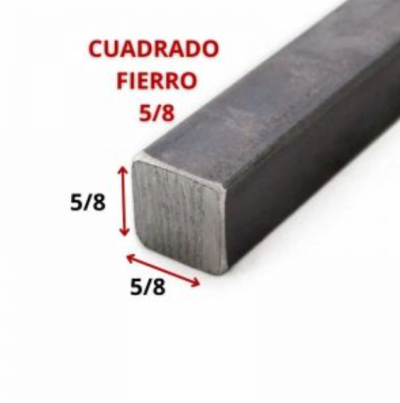 CUADRADO FIERRO 5/8 15.9 MM (PZA - 6 MT)