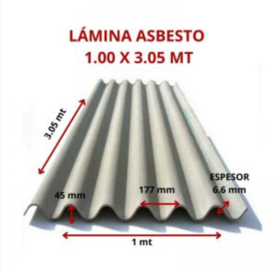 LAMINA ASBESTO 1.00 X 3.05 MT - Imagen 2