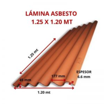 LAMINA ASBESTO ROJA 1.25 X 1.20 MT