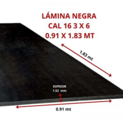 LAMINA NEGRA CAL 16 3 X 6 0.91 X 1.83 MT