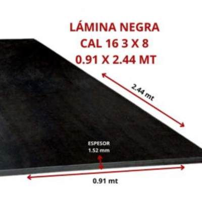 LAMINA NEGRA CAL 16 3 X 8 0.91 X 2.44 MT
