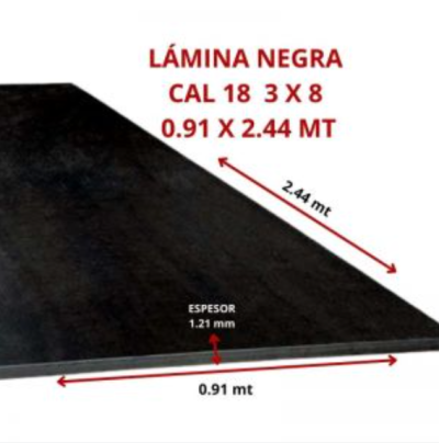LAMINA NEGRA CAL 18 3 X 8 0.91 X 2.44 MT