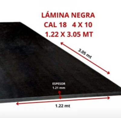 LAMINA NEGRA CAL 18 4 X 10 1.22 X 3.05 MT