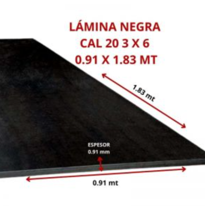 LAMINA NEGRA CAL 20 3 X 6 0.91 X 1.83 MT