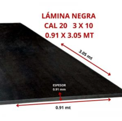 LAMINA NEGRA CAL 20 3 X 10 0.91 X 3.05 MT