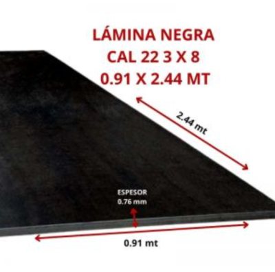 LAMINA NEGRA CAL 22 3 X 8 0.91 X 2.44 MT