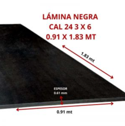 LAMINA NEGRA CAL 24 3 X 6 0.91 X 1.83 MT