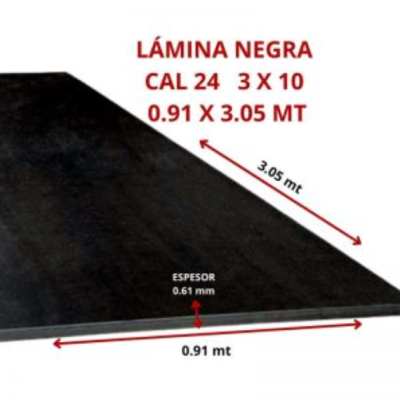 LAMINA NEGRA CAL 24 3 X 10 0.91 X 3.05 MT