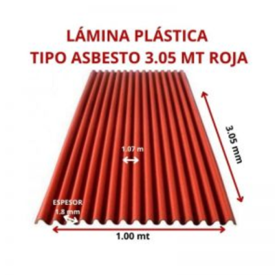 LAMINA PLASTICA TIPO ASBESTO 3.05 MT ROJA