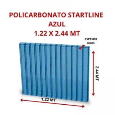 POLICARBONATO STARTLINE 6MM AZUL 1.22 X 2.44 MT GARANT 10