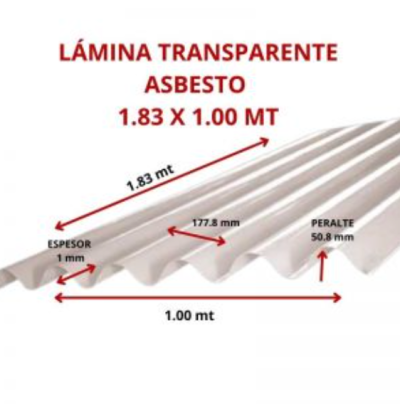 LAMINA TRANSPARENTE 1.83 X 1.00 MT GARANTIA 8