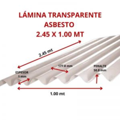 LAMINA TRANSPARENTE 2.45 X 1.00 MT GARANTIA 8