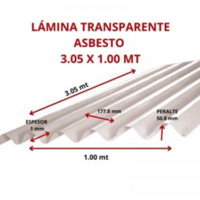 LAMINA TRANSPARENTE 3.05 X 1.00 MT GARANTIA 8