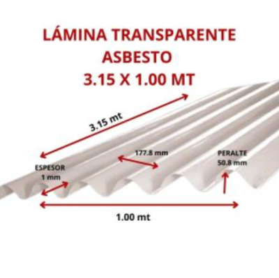 LAMINA TRANSPARENTE 3.15 X 1.00 MT GARANTIA 8