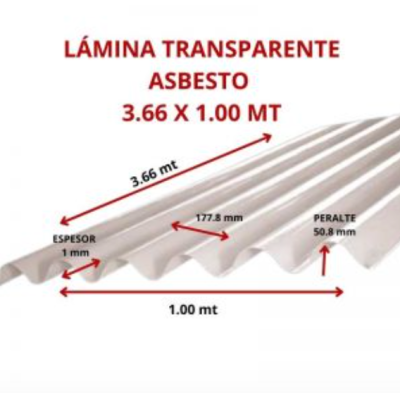 LAMINA TRANSPARENTE 3.66 X 1.00 MT GARANTIA 8