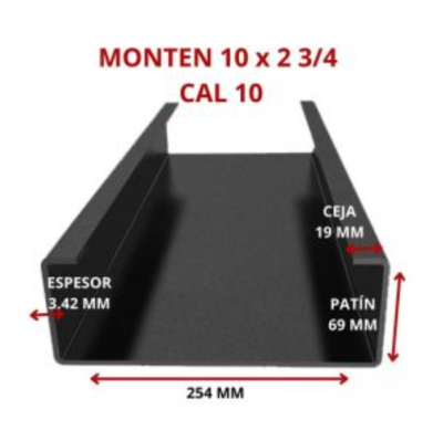MONTEN 10 x 2 3/4 CAL 10 254 x 69.85 MM