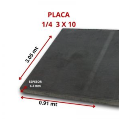 PLACA 1/4 3 X 10 6.3 MM 0.91 X 3.05 MT
