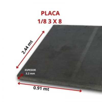 PLACA 1/8 3 X 8 3.2 MM 0.91 X 2.44 MT