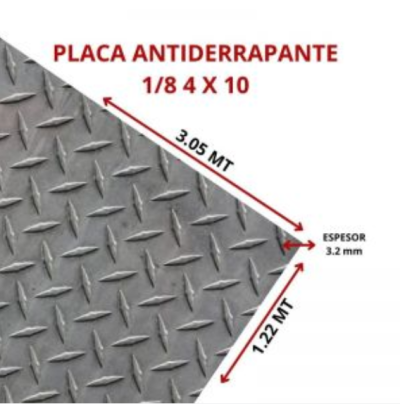 PLACA ANTIDERRAPANTE 1/8 4 X 10 (3.2MM 1.22 X 3.05 MT)