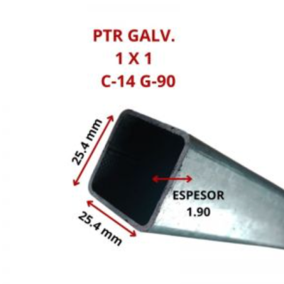 PTR GALV. 1 X 1 25.4 X 25.4 MM C-14 G-90