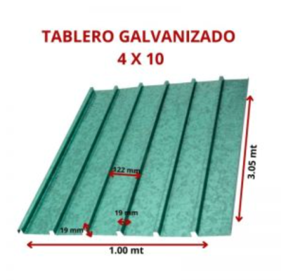 TABLERO GALVANIZADO 4 X 10 1.00 X 3.05 MT