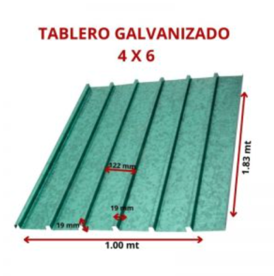 TABLERO GALVANIZADO 4 X 6 1.00 X 1.83 MT