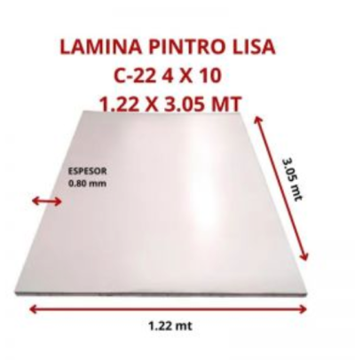 LAMINA PINTRO LISA C-22 4 X 10 1.22 X 3.05 MT