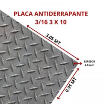 PLACA ANTIDERRAPANTE 3/16 3 X 10 (4.7 MM 0.91 X 3.05 MT)