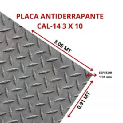 PLACA ANTIDERRAPANTE CAL.14 3 X 10 0.91 X 3.05 MT