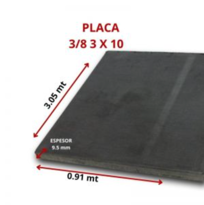 PLACA 3/8 3 X 10 (9.5 MM 0.91 X 3.05 MT)