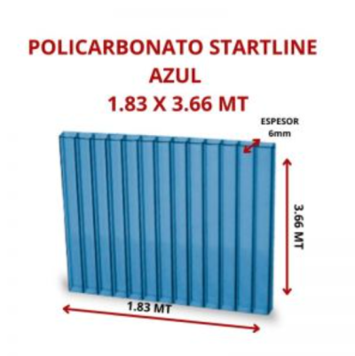 POLICARBONATO STARTLINE 6MM AZUL 1.83 X 3.66 MT GARANT 10