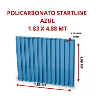 POLICARBONATO STARTLINE 6MM AZUL 1.83 X 4.88 MT GARANT 10