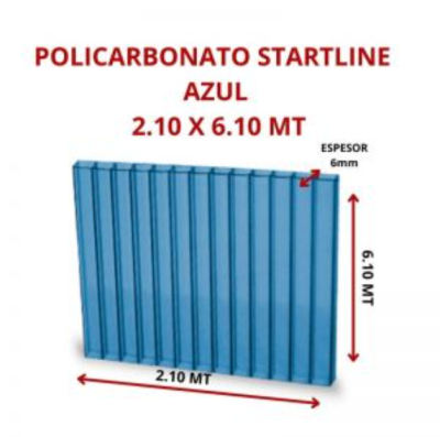 POLICARBONATO STARTLINE 6MM AZUL 2.10 X 6.10 MT GARANT 10