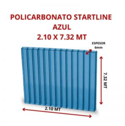 POLICARBONATO STARTLINE 6MM AZUL 2.10 X 7.32 MT GARANT 10