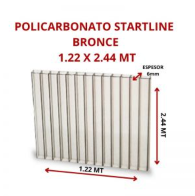 POLICARBONATO STARTLINE 6MM BRONCE 1.22 X 2.44 MT GARANT 10