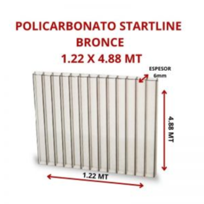 POLICARBONATO STARTLINE 6MM BRONCE 1.22 X 4.88 MT GARANT 10
