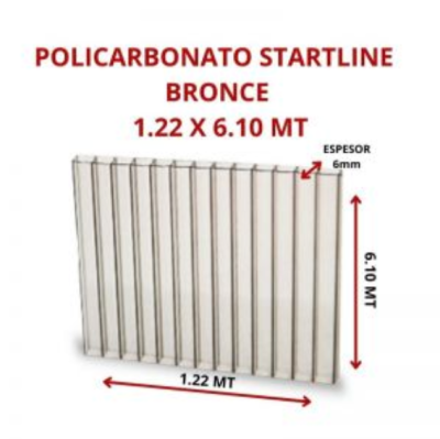 POLICARBONATO STARTLINE 6MM BRONCE 1.22 X 6.10 MT GARANT 10