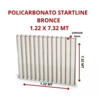 POLICARBONATO STARTLINE 6MM BRONCE 1.22 X 7.32 MT GARANT 10