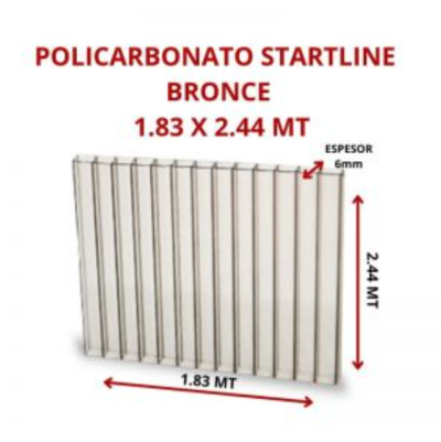 POLICARBONATO STARTLINE 6MM BRONCE 1.83 X 2.44 MT GARANT 10
