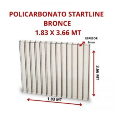 POLICARBONATO STARTLINE 6MM BRONCE 1.83 X 3.66 MT GARANT 10