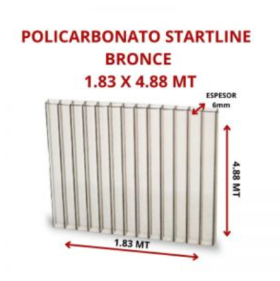 POLICARBONATO STARTLINE 6MM BRONCE 1.83 X 4.88 MT GARANT 10
