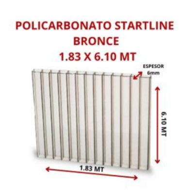 POLICARBONATO STARTLINE 6MM BRONCE 1.83 X 6.10 MT GARANT 10