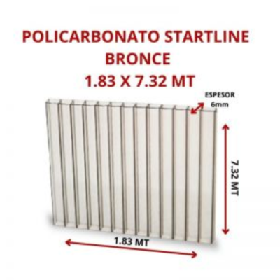 POLICARBONATO STARTLINE 6MM BRONCE 1.83 X 7.32 MT GARANT 10