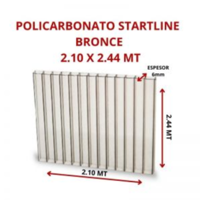POLICARBONATO STARTLINE 6MM BRONCE 2.10 X 2.44 MT GARANT 10