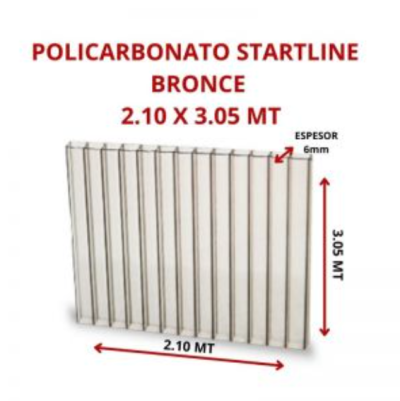 POLICARBONATO STARTLINE 6MM BRONCE 2.10 X 3.05 MT GARANT 10