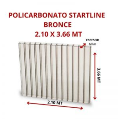 POLICARBONATO STARTLINE 6MM BRONCE 2.10 X 3.66 MT GARANT 10