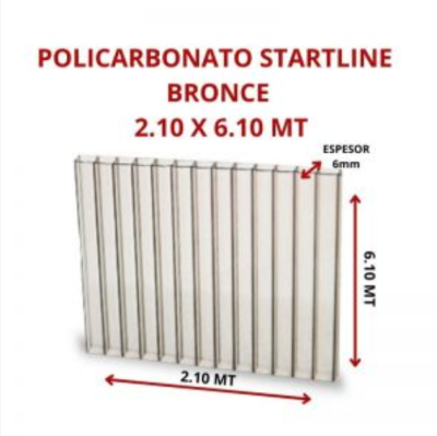 POLICARBONATO STARTLINE 6MM BRONCE 2.10 X 6.10 MT GARANT 10