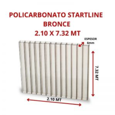 POLICARBONATO STARTLINE 6MM BRONCE 2.10 X 7.32 MT GARANT 10
