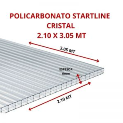 POLICARBONATO STARTLINE 6MM CRISTAL 2.10 X 3.05 MT GARANT 10