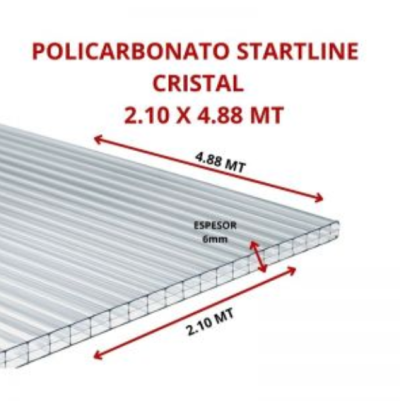 POLICARBONATO STARTLINE 6MM CRISTAL 2.10 X 4.88 MT GARANT 10